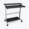 Luxor 40" Black Veneer Sit-Stand Mobile Desk For Presentations