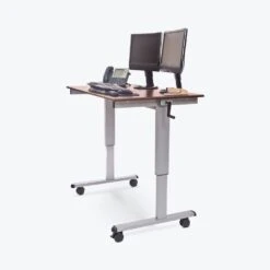 Luxor 48" Crank Adjustable Wood Veneer Sit-Stand Mobile Office Desk