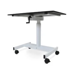 Luxor 40" Mobile Single-Column Sit-Stand Workstation Or Desk -Home Decor Shop standup sc40 wb 40in single column crank stand up desk white frame black top angled lowered 1