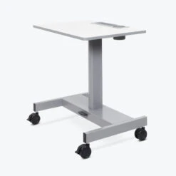 Luxor 29" White Workstation Or Office Desk W/ Wheels & Pneumatic Height Adjustment