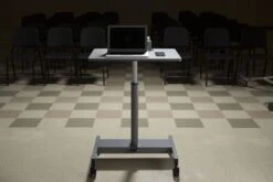 Luxor 29" White Workstation Or Office Desk W/ Wheels & Pneumatic Height Adjustment -Home Decor Shop student p student desk pneumatic sit stand desk podium propped environment 12