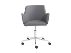 Contemporary Gray Office Chair With Unique Arms & Chrome Base