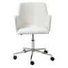 Contemporary White Office Chair With Unique Arms & Chrome Base