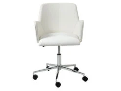 Contemporary White Office Chair With Unique Arms & Chrome Base
