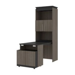 30" Collapsable Desk With Hutch In Bark Gray/Graphite -Home Decor Shop v6LG5QZBRyDmcbh2jOP54j2bHDGmXZ7V