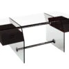 Premium 69" Modern Glass Executive Desk With Wenge Drawers
