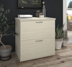 28" White Chocolate Locking File Cabinet With Dainty Hardware