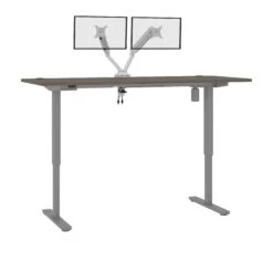72" Dual Monitor Adjustable Desk In Walnut Gray -Home Decor Shop wy57DyoWHEUSK8woP5g2gJoM4wccV0fn