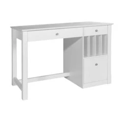 Walker Edison 48" White Modern Desk With Built-in Storage