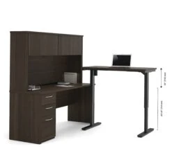 71" Dark Chocolate Desk With Hutch & Standing Desk Section -Home Decor Shop xx80d9UxbVB3z4iEivn1BS7C3q05V6