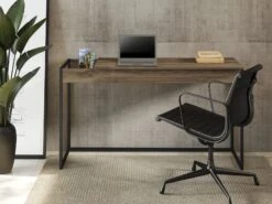 53" Brown Oak Modern Desk With Flip Top