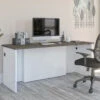 71" White & Walnut Gray Premium Executive Desk