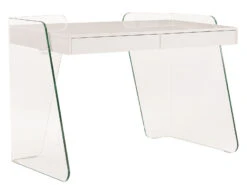 Glass-sided Office Desk With White Top And Inset Drawers -Home Decor Shop zWNckgc