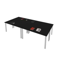 Set Of 4 60" Black Desks With Metal Legs -Home Decor Shop zid44vDI3X02AD8L389sEvNWE415InNP