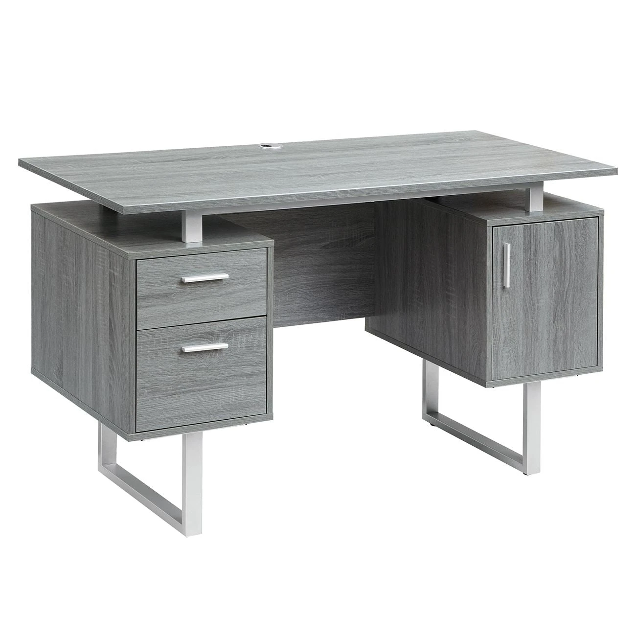 51" Gray Woodgrain Floating Compact Desk 2 51" Gray Woodgrain Floating Compact Desk - Image 2
